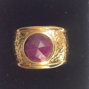 18K gold & ruby bonded with silver ring